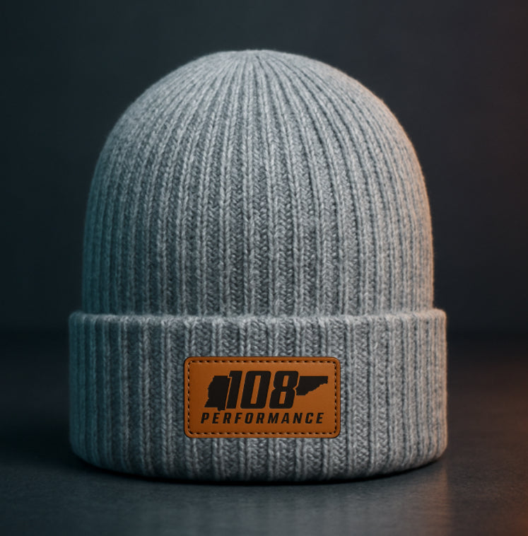 Winter Beanie with Leather Patch