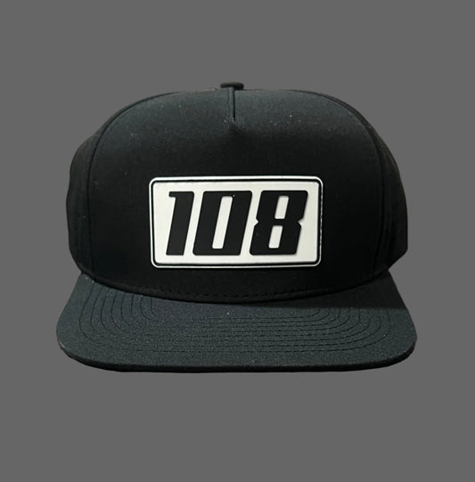 Black 108 Logo White Patch Hat