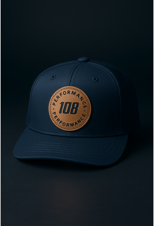 Navy 108 Leather Patch Hat