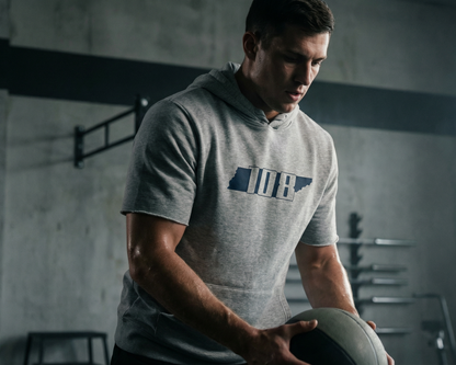 108 Anti Rotation Rotation Club Grey Short Sleeve Hoodie